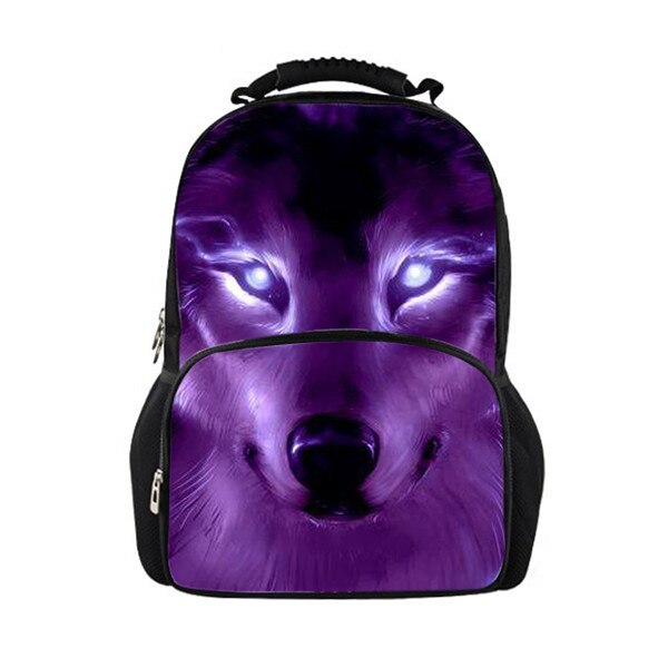 TWOHEARTSGIRL Cool 3d Wolf Print Backpack for Men Big Boys Animal Backpack Student Laptop Bagpack Travel Rucksack Felt Fabric: Z2266A