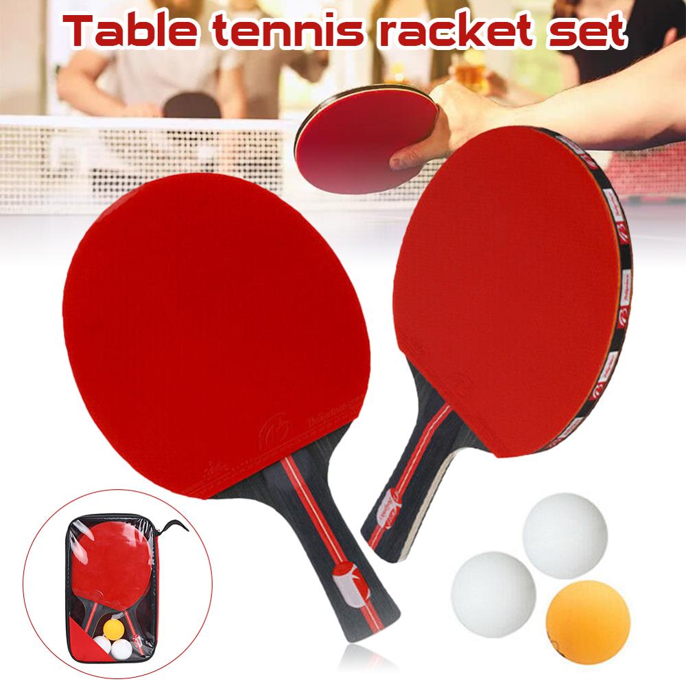 Table Tennis Racket Set Ping Pong 2-Player Set All Levels Table Tennis Paddle with 3 Balls Club Training Racket