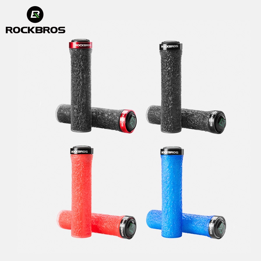 ROCKBROS Bicycle Handles Cuff Aluminum Alloy Bike MTB Grips Cycling Handlebar Shockproof Rubber Anti-slip Grips Bike Accessories