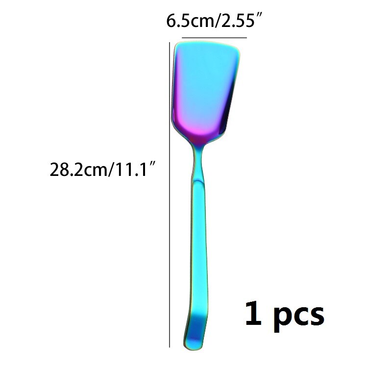 Juego de utensilios de cocina de acero inoxidable, cuchara de Buffet público, restaurante, utensilios de cocina, cucharas, tenedores, colador: 1pcs turner