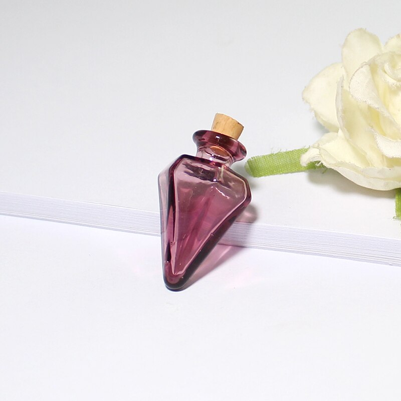 2PCS Klarglas flasche mit kork Kegel flasche anhänger Schnaps Flasche mit kork Glasflasche anhänger: Cone-Dark Purple