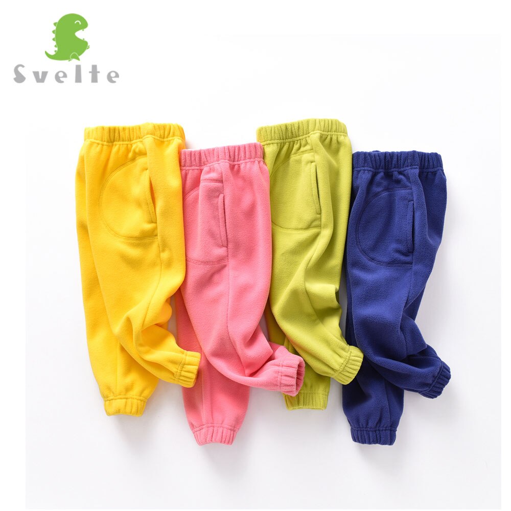 Svelte børn drenge piger casual polar fleece solide bukser til forår efterår unisex børn sportsbukser til 2-7y