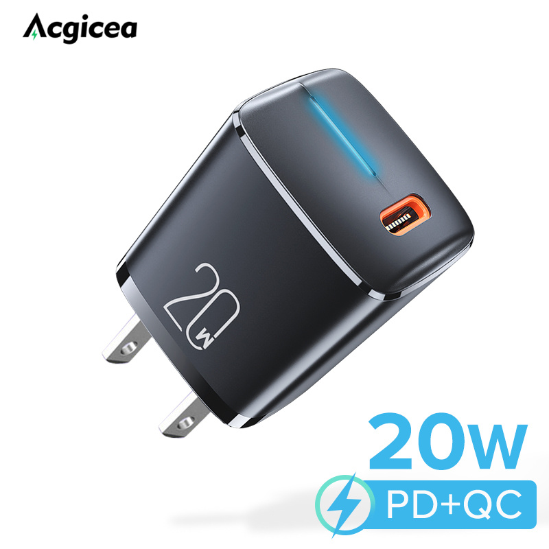 Ładowarka USB 20W Mini ładowarka PD dla iPhone 13 12 szybkie ładowanie dla Samsung S10 Xiaomi mi 10 Huawei telefon komórkowy szybkie ładowarki: black US