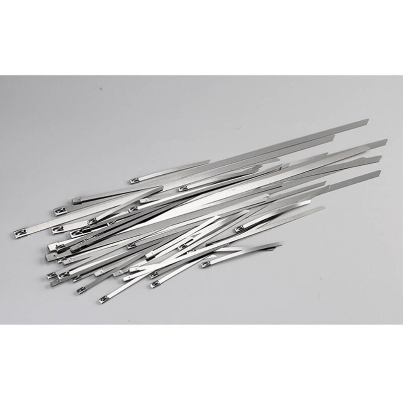 896B 100pcs Stainless Steel Tie Wrap High Strength Heavy Duty Exhaust Wrap Metal Self-locking Cable Zip Ties
