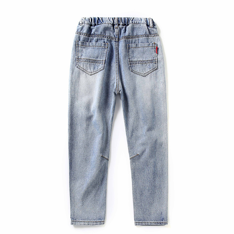 Crianças jeans meninos adolescentes outono clássico calça longa moda buraco denim calças jeans criança casual para meninos roupas 10 anos 6-14y
