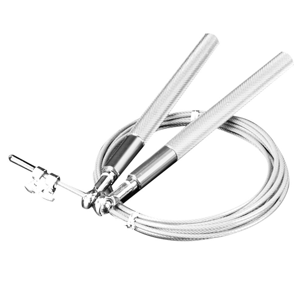 Anti-slip Handle Universal Bearing Speed Jump Skipping Rope Workout Fitness Tool: White Silver
