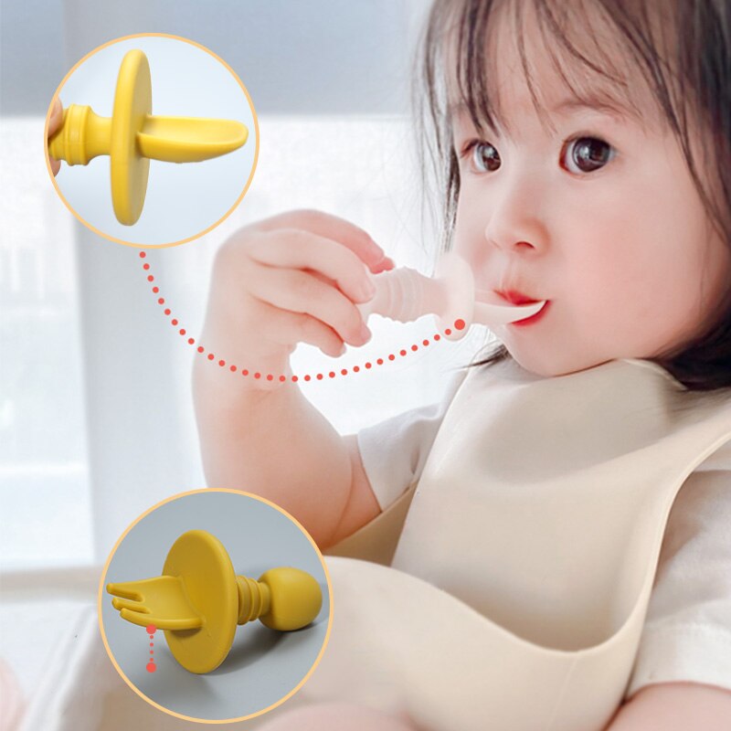 BPA FREI Lebensmittel Klasse Baby Silikon Geschirr Lätzchen Gabel Löffel Gerichte Platte Schüssel Wasserdicht Tragbaren Abendessen einstellen für Art freundlicher