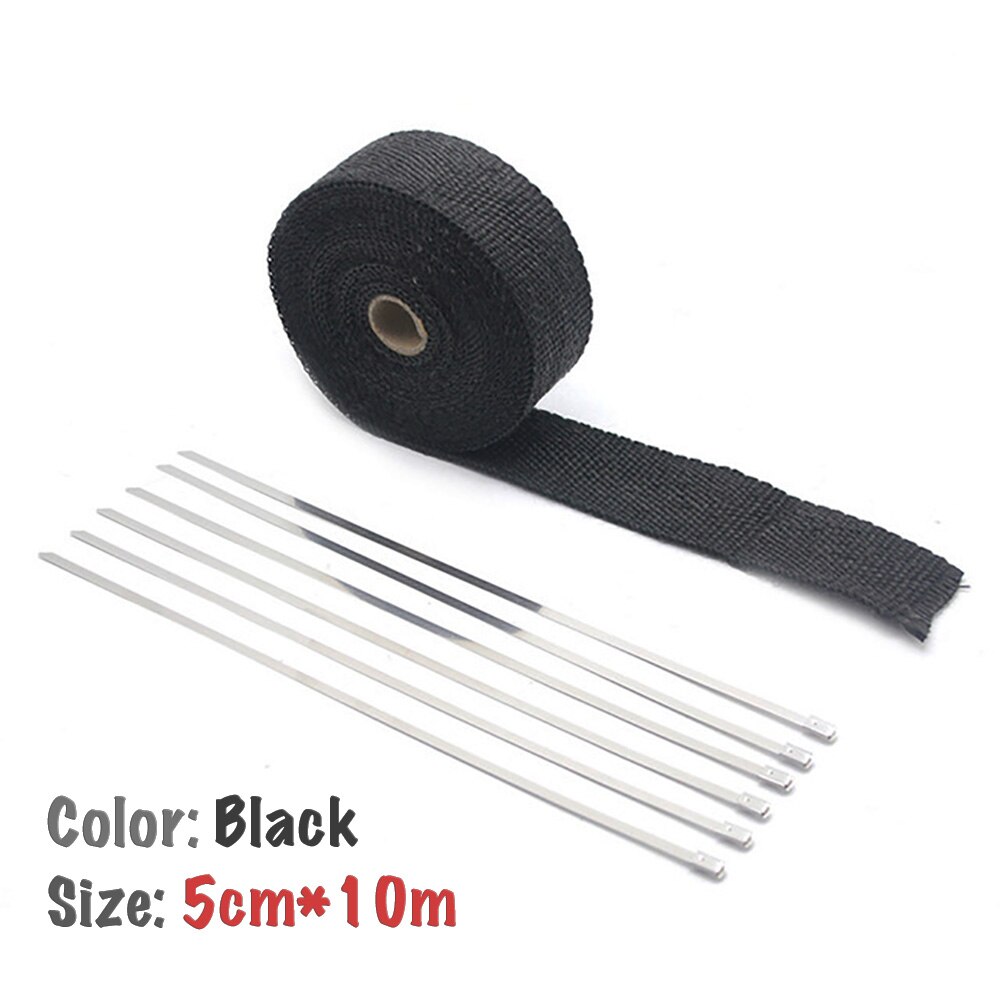 Universal Thermal tape for exhaust manifold (Muffler) to 1200 degree, flame retardant tape (5 cm * 5 m/10 m/15 m): 5cm x 10m Black