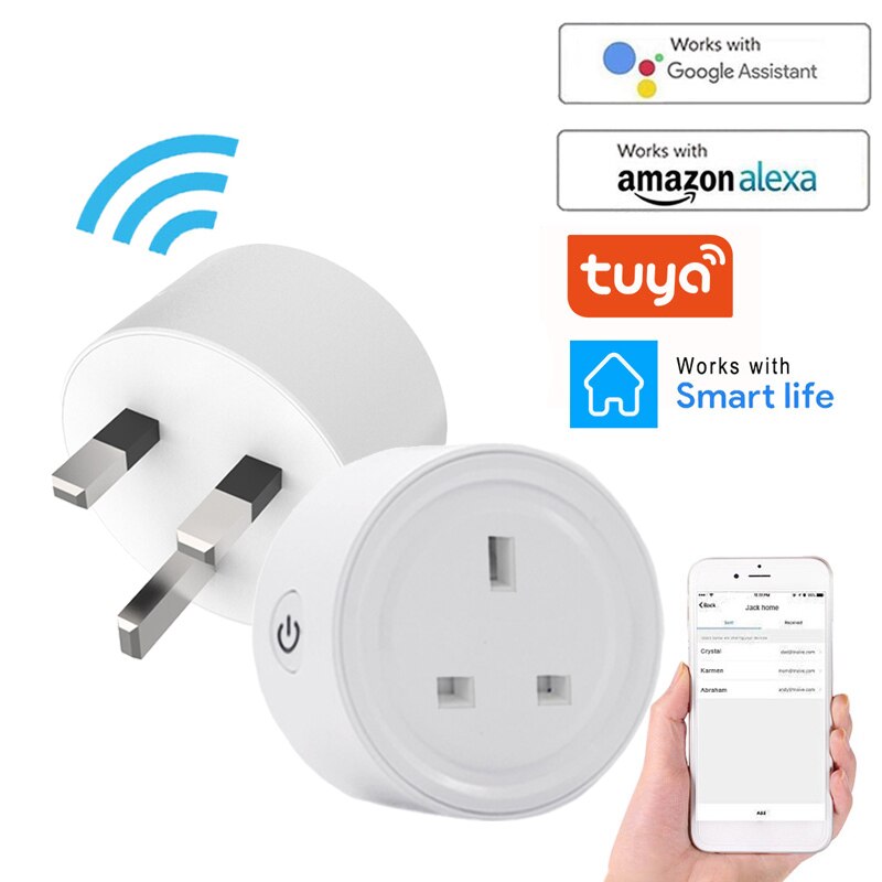 Uk Socket Wifi Plug Met Surge Protector 110-240V Voice Control Smart Socket Werk Elektrische Apparatuur Benodigdheden Thuis verbetering