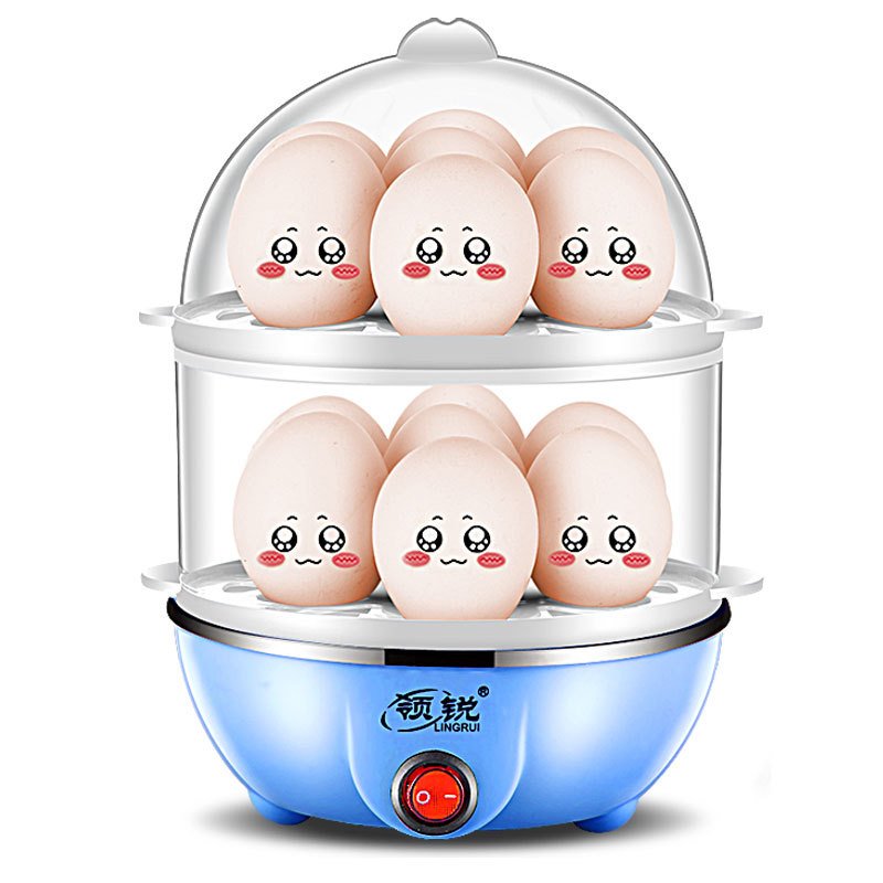 Portable Electric Egg Boiler 7/21 Eggs Three Layers Automatic Mini Steamer Kitchen Cooking Tools Egg Cooker Breakfast Machine: Navy Blue