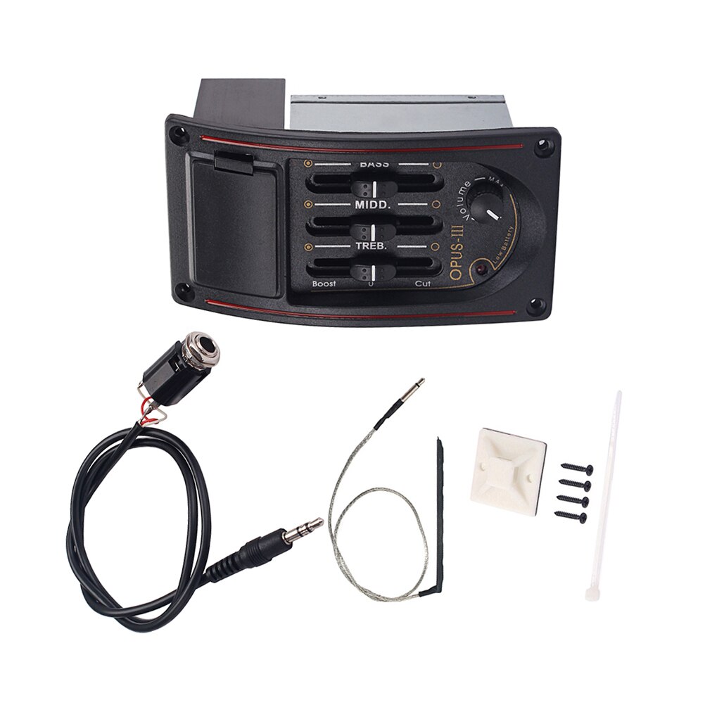 Acoustic Guitar 3 Band Preamp EQ Equalizer Pre-amp Piezo Pickup with Volume Control: Default Title
