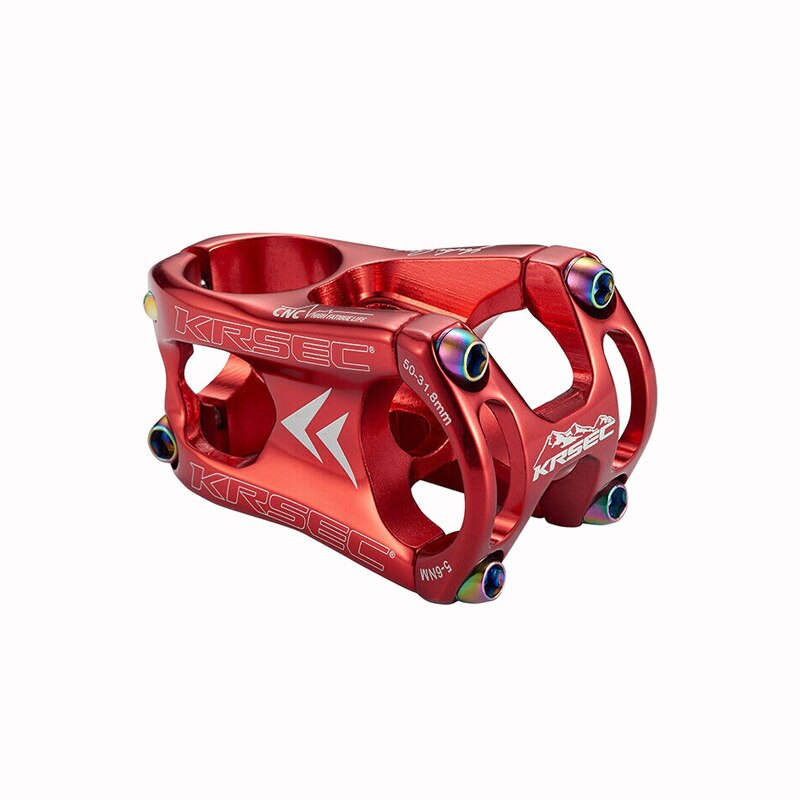 Krsec Handlebar Mtb Bike Stem 50Mm Tee Mountain Bicycle Bridge Short Power Integrated Stem 31.8 Throat Aluminum Manillar Canote: stem 50mm red