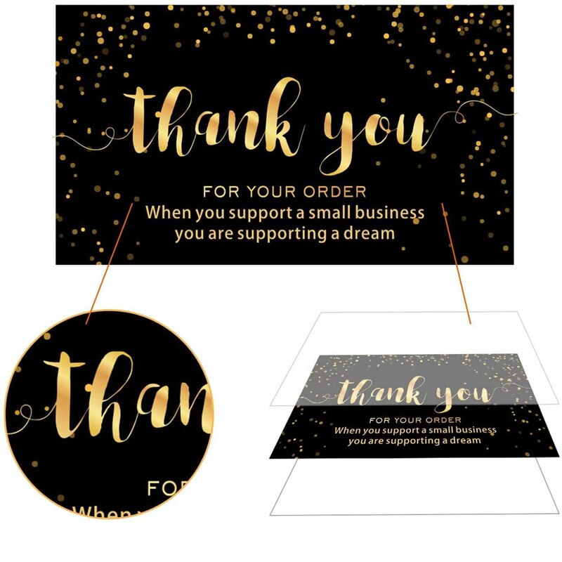 50 Stuks Black Gold Kraftpapier Kaarten Dank U Voor Uw Bestelling Kaart Voor Waarderen Kaart Voor Zakelijke Kleine Winkel Decoratie