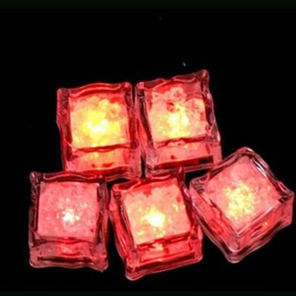 12 Uds. Cubitos de hielo luminosos coloridos Sensor táctil luz de noche LED de agua sensoral luminosa luz de noche Barra de hielo fresco esencial: Rojo