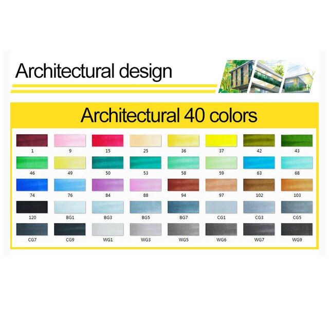 Conjunto de marcadores TouchFive de 30/40/60/80 colores, marcadores de dibujo de doble cabeza, tinta a base de Alcohol aceitoso, materiales de arte para dibujar: 40 architectural