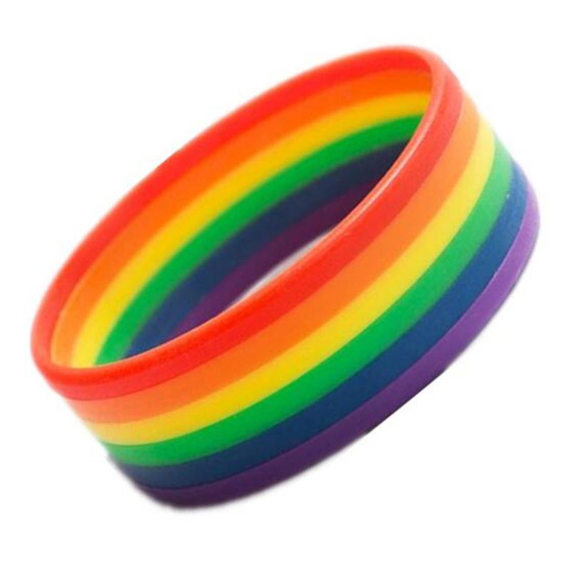18 rodzajów Unisex LGBT tęcza do bransoletki z napisem Party Parade opaska sportowa na nadgarstek sześciokolorowa gejowska lesbijka duma guma silikonowa