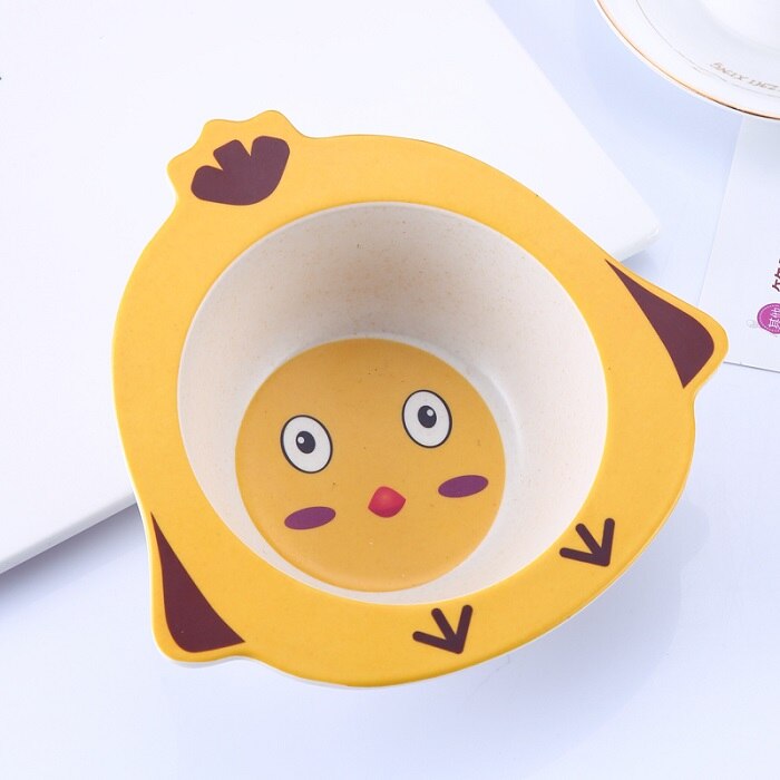Effen Voeden Babyvoeding Eco Bamboe Servies Antislip Servies Voor Feeding Baby Gerechten Cartoon Kinderen Kids Bamboe Plaat: chick 2