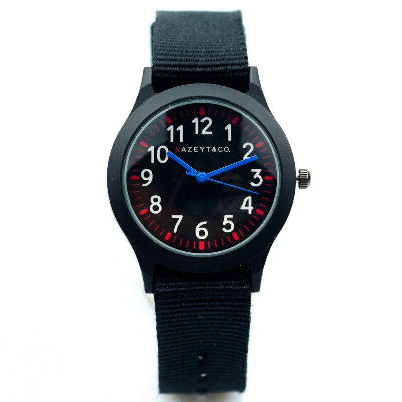 midlle en weinig student zwart nylon band quartz horloge jongens en meisjes kleur handen horloge kind sport leger klok