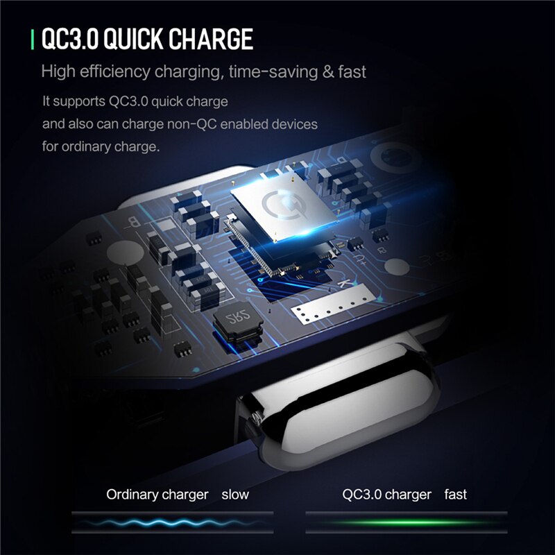 ROCK Metal Autolader Quick Lading QC 3.0 Digitale LED Display Super Snel Opladen USB Auto Mobiele Lader Voor iPhone huawei