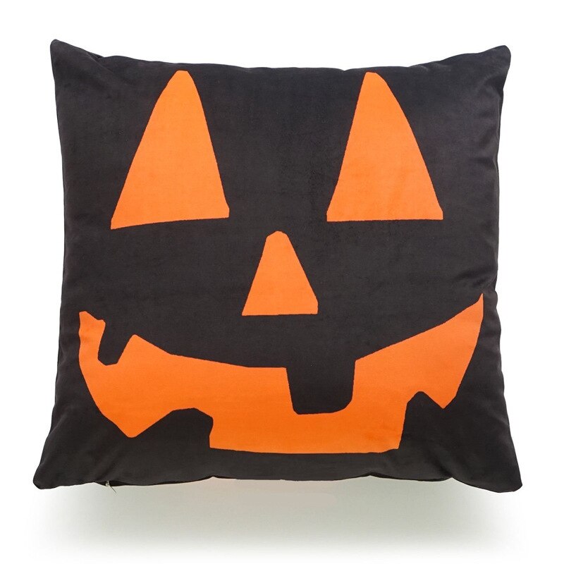 Halloween kurpitsa noita temppu tai herkku tyynyliina koriste pellava tyyny halaus tyynyliina halloween kodin sisustus  ha012: Musta kurpitsa