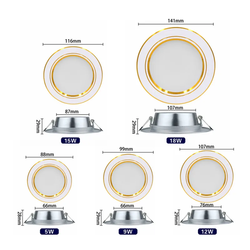 10 stks/partij LED Downlight 5 W 9 W 12 W 15 W 18 W Verzonken Ronde Led Plafondlamp AC 220 V-240 V Binnenverlichting Warm Wit Koud Wit