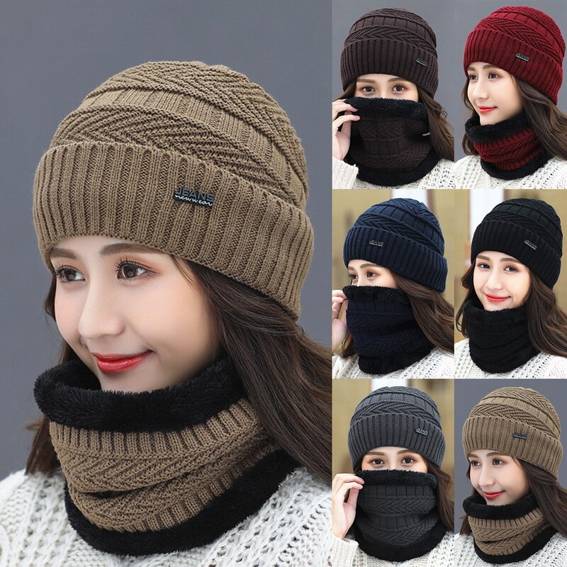 Mode Winter Muts Sjaal Warm Vrouwen Wollen Hoed En Gebreide Muts Winter Rijden Hoeden Fietsen Hoed Outdoor Winter Accessoires