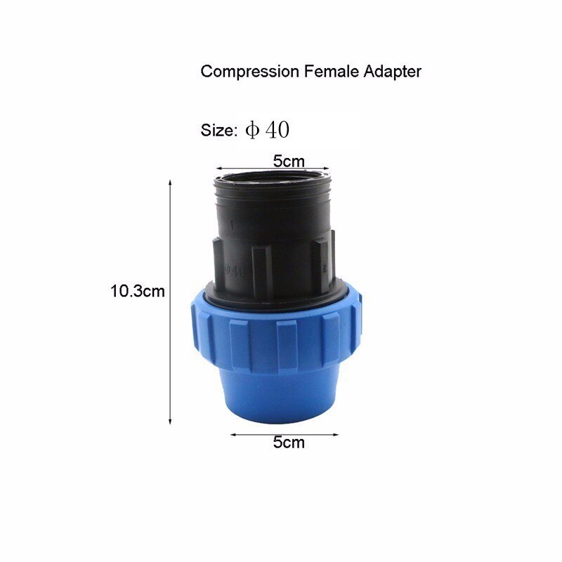 1pc HDPE Compression Female Adapter Plastic PP Coupler Coupling Irrigation Pipe Quick Connector Fitting Flexible Joint Threaded: 40mm