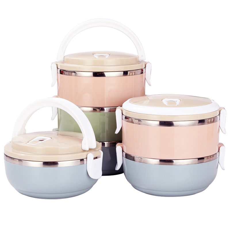Stainless Steel Lunch Box Thermal Microwavable 1/2/3/4-layer Bento Box Lunch Thermos Food Storage Container Keep Warm Lunch Case