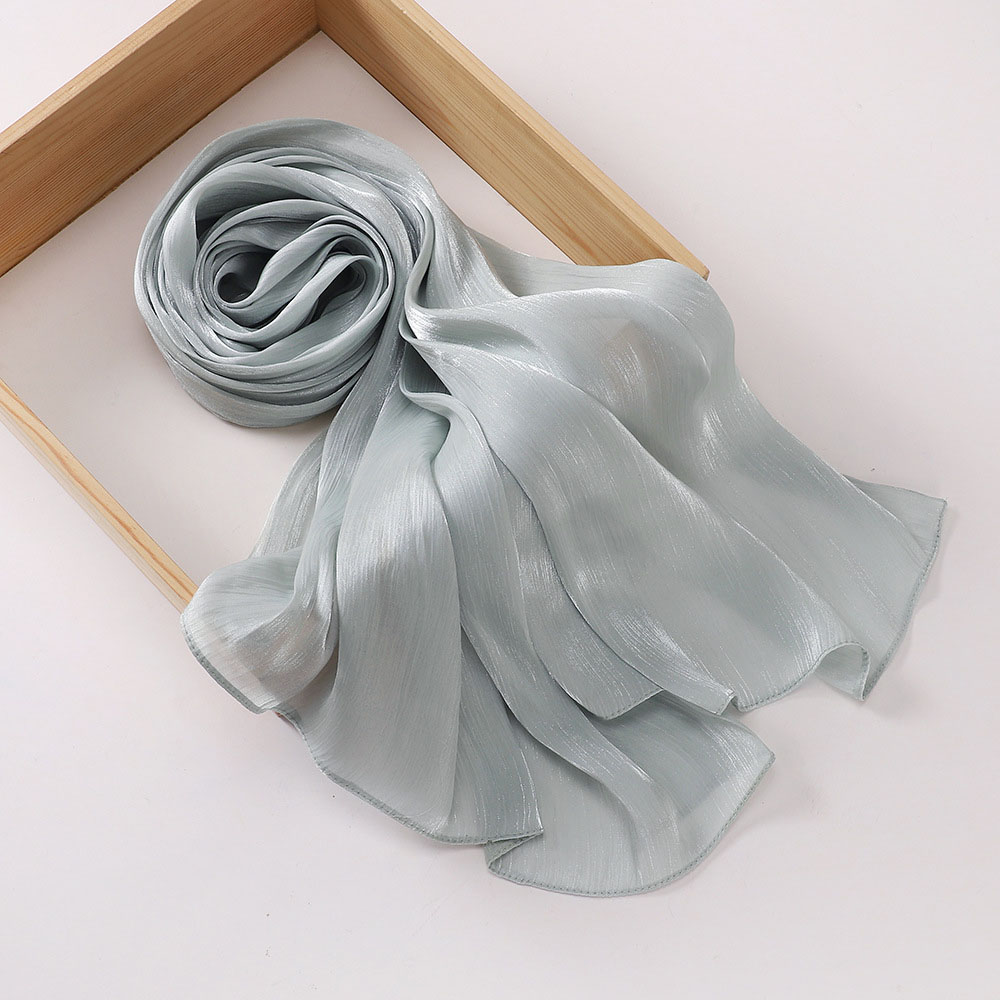 Shimmershawl Zijden Hijab Sjaal Ademend Cool Island Satijn Medine Zijden Sluier Moslim Hijab Glanzende Zijden Sjaal Dames Sjaals Tippet: Licht Koffie
