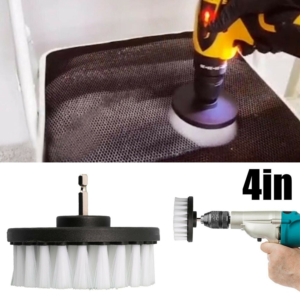 4-inch zachte boorborstelbevestiging voor het reinigen van tapijt en leer en bekleding van glazen banden Elektrische scrubberboor: Default Title