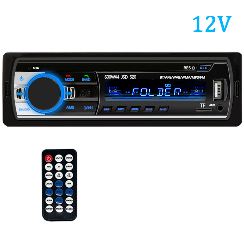 Radio Estéreo Digital con Bluetooth para coche, reproductor MP3, 60W x 4, FM, Audio, música, USB/SD, entrada auxiliar en el tablero: Negro