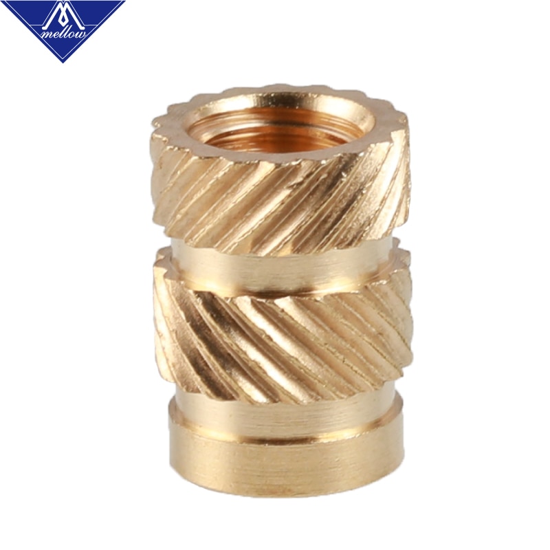 Mellow Brass Melt Inset Nuts Heating Molding Copper Thread 3D Printer SL-type Double Twill Knurled Injection Brass Nut