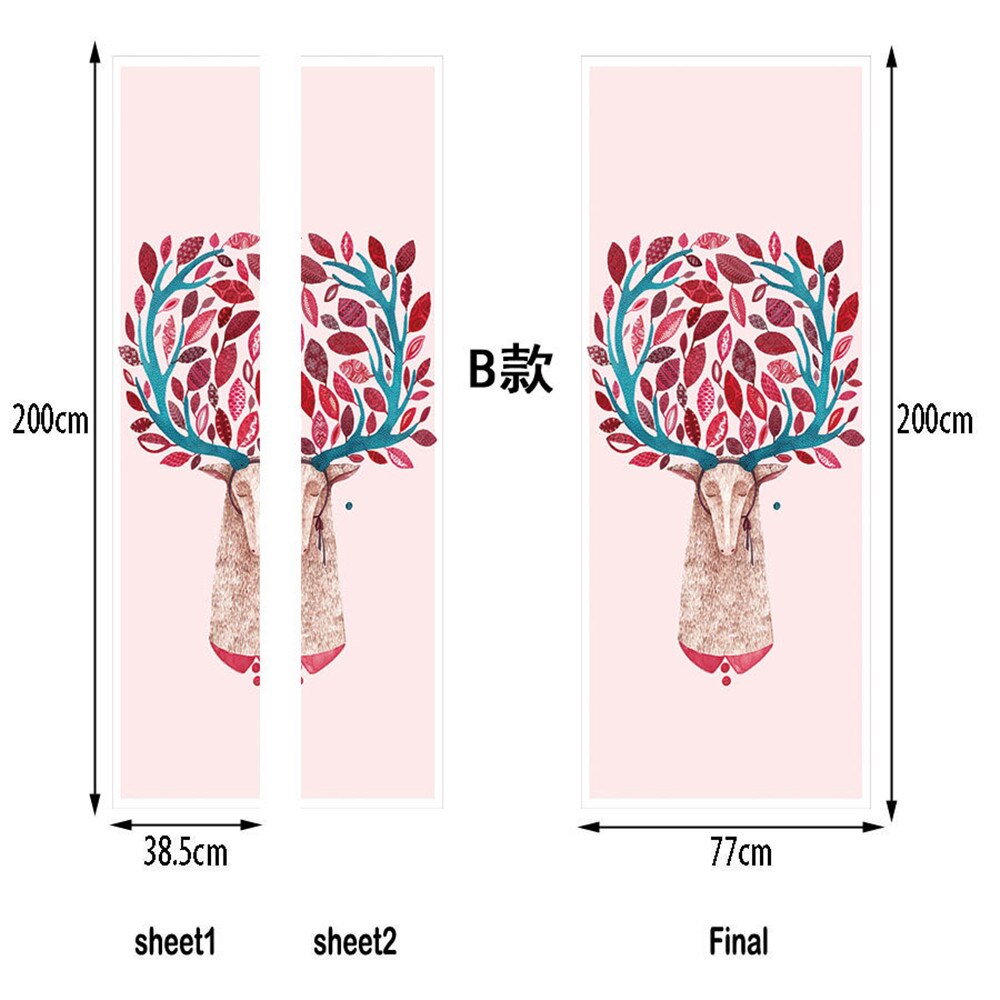Mooie Geschilderd Elanden Europese Stijl Deur Sticker 3D PVC Behang DIY Waterdichte Muurschildering Sticker Voor Woonkamer Slaapkamer Home Decor