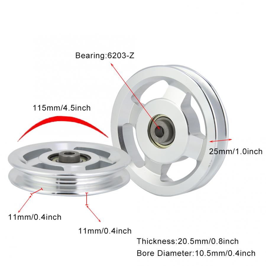 Universal 90mm/115mm- diameter aluminiumslegering slidtæt leje remskive hjulkabel gymnastikudstyr tilbehørsdele