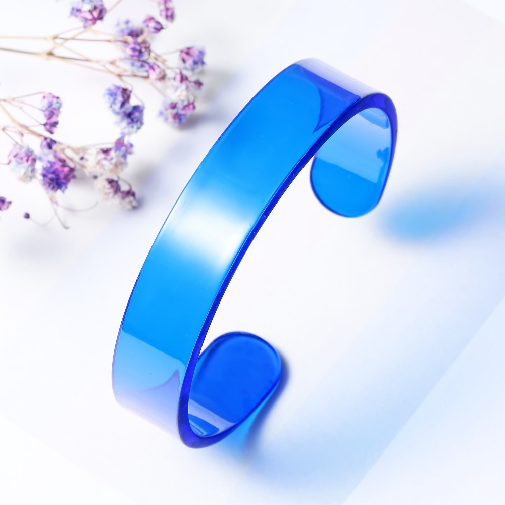 Simple Women Acrylic Bangles Bracelets Round Cuff Open Bangles Pure Color Resin Charms Trendy Wedding Luxury Brand Jewellry