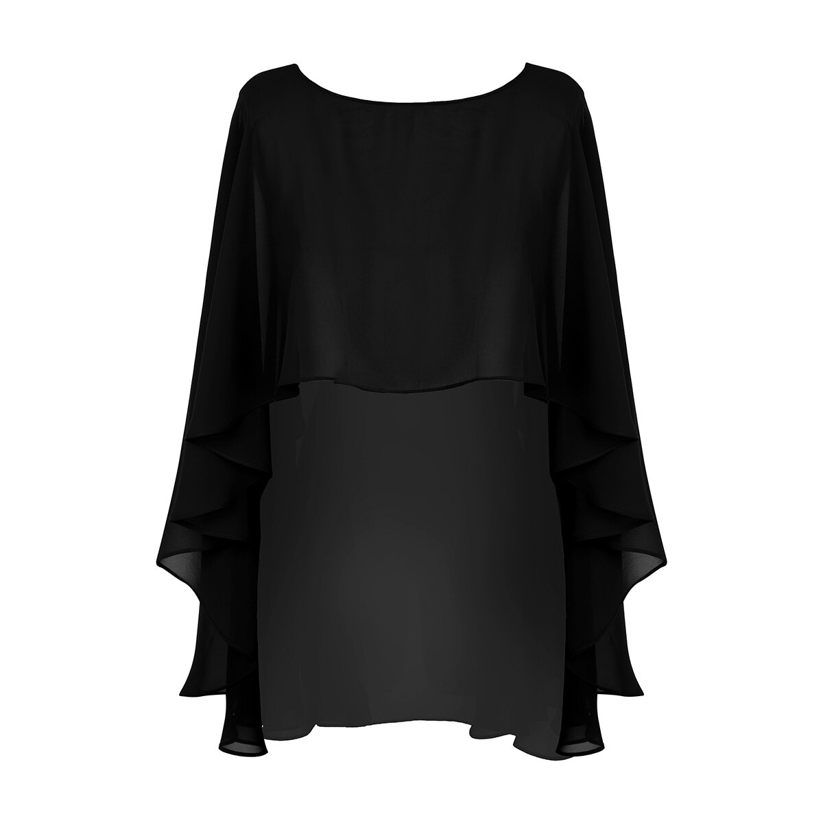 brude vestido de festa kvinners myke lette chiffong hødu sjal wraps skuldertrekning chiffong kveld bryllup kappe bolero dekke opp: Svart