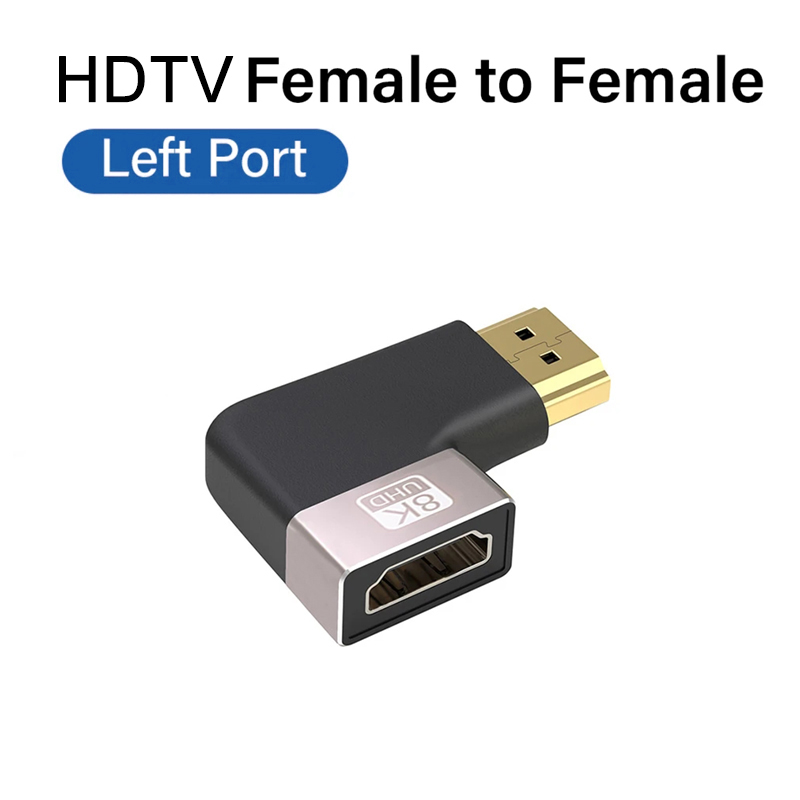 Mini adaptateur de câble de connecteur HDTV 2.1, 8K, 60HZ degrés, convertisseur mâle à femelle, Extension de câble HDTV pour TV, ordinateur portable, Monito PC: Rouge