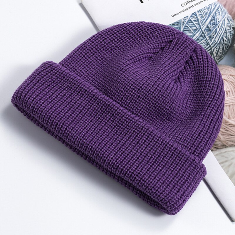 Bonnet tricoté pour hommes et femmes, chapeau pour l'hiver, rétro, Baggy, Melon, Docker, T8