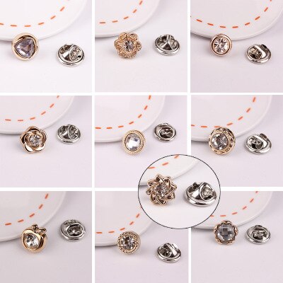 Metal 10 stk krystal broche dejligt tørklæde spænde vild lille boutonniere ingen søm halsudskæring tøj pin accessorie: 3