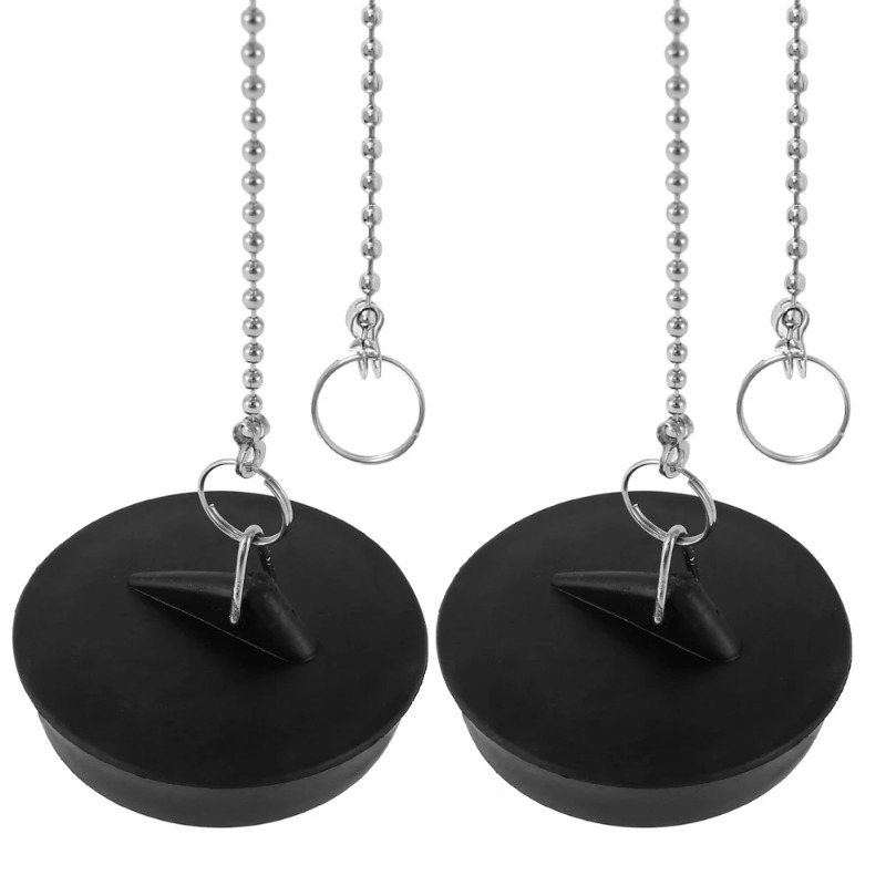 2 st Gootsteen Plug Universele Rubberen Afvoer Stopper Met Ronde Kralen Ketting Bad Gootsteen Afvoer Stopper Plug Voor Keuken en Badkamer Fit: Default Title
