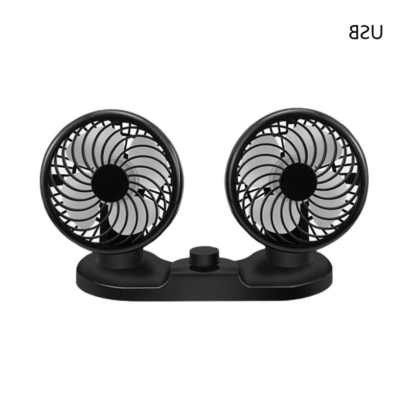 Double-headed Electric Car Fan 12V/24V Auto Powerful Cooling Device Rotatable L69D: USB models