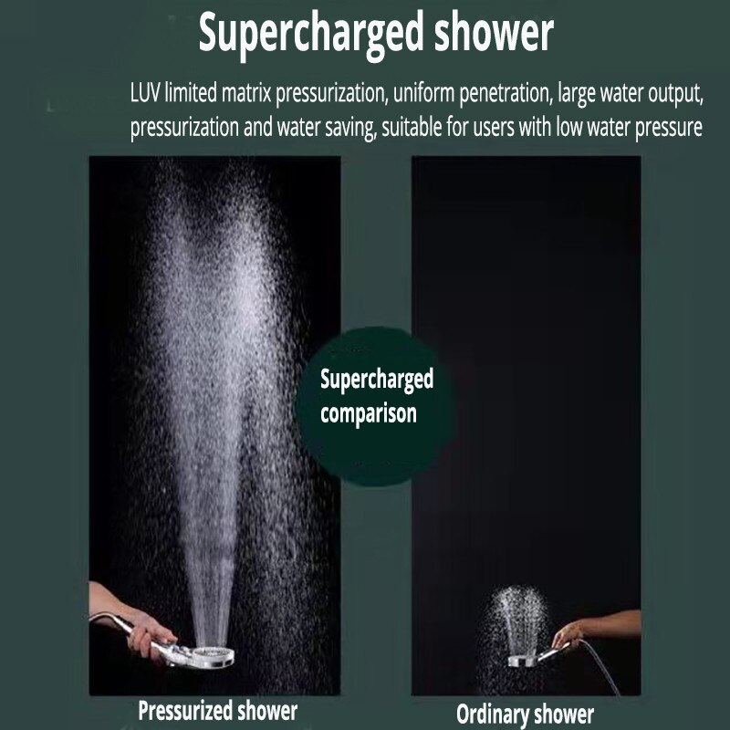 Wysokociśnieniowa głowica prysznicowa regulowana 3 tryby zielony czarny jeden klucz robić zatrzymania oszczędzania wody ręczny prysznic łazienkowy