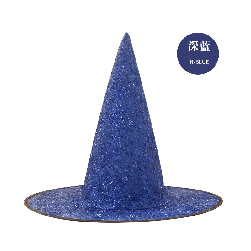 Sombrero de bruja de pelo largo dorado, accesorios decorativos para Halloween,: 2Dk blue