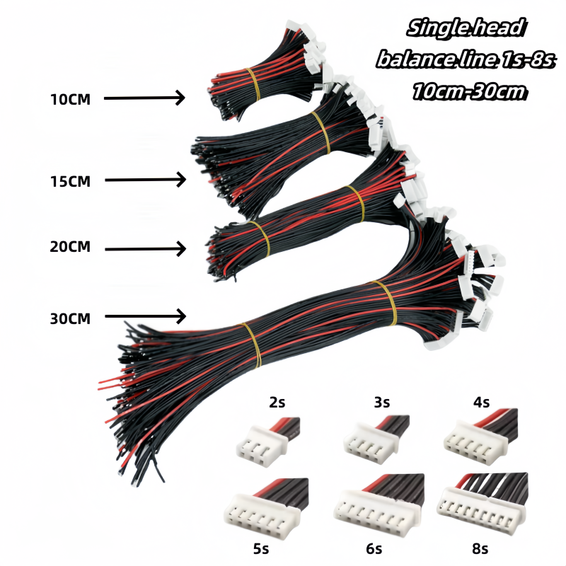 10 stuks/lot 1s 2s 3s 4s 5s 6s 7s 8s lipo batterij balanceerlader kabel imax  b6 connector stekker draad 30 20 15 10cm enkelkoppige draad