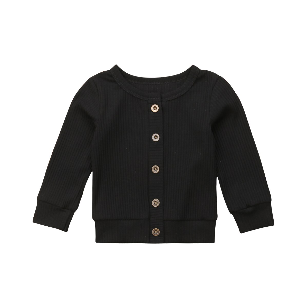 Enfant en bas âge enfants bébé fille vêtements sweat solide à manches longues tricoté haut infantile tenues ensembles survêtement 0-24M: Black / 24M