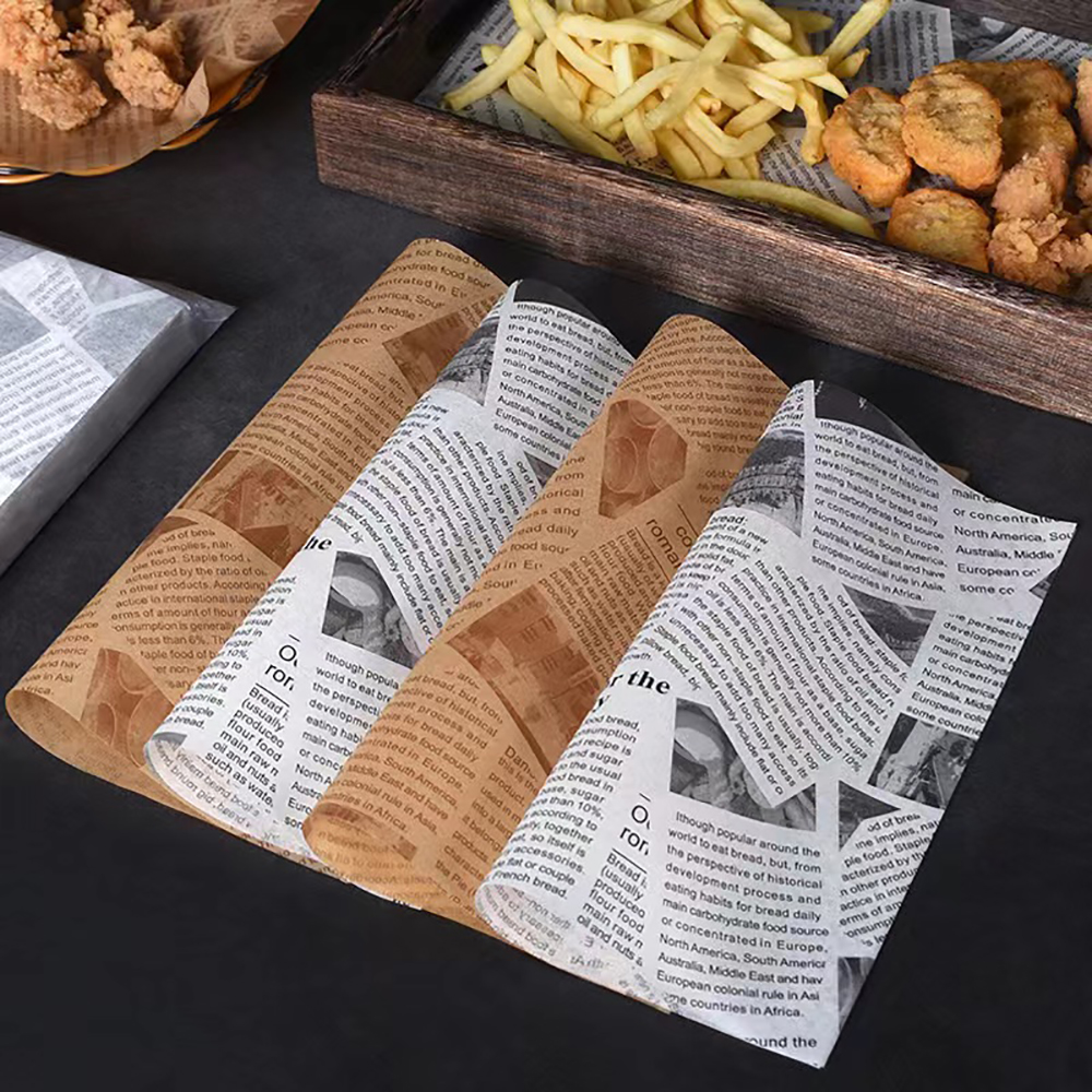 50 Uds. Papel encerado a prueba de aceite, papel para envolver alimentos, pan, sándwich, hamburguesa, patatas fritas, envoltura de comida rápida, pan, papel de aceite, herramientas para hornear