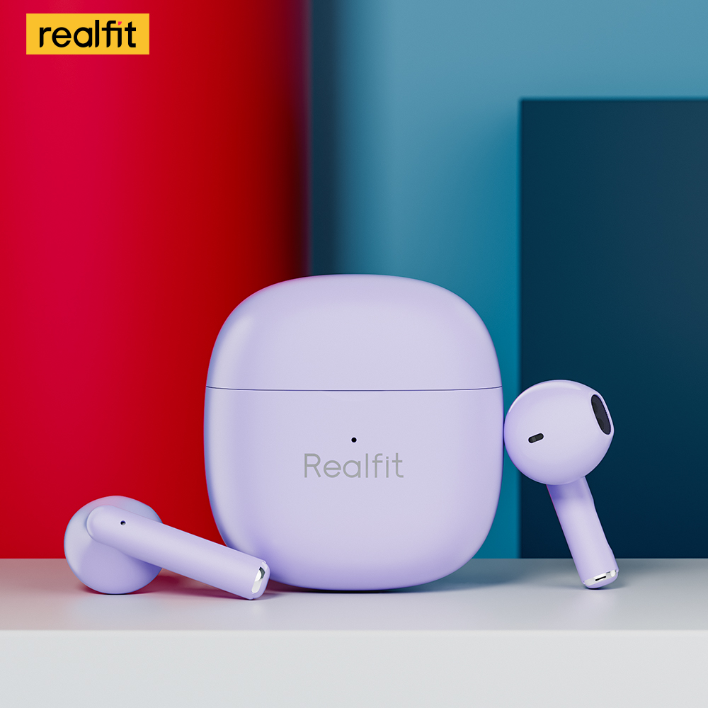 Realfit F1 Bluetooth-Kopfhörer aus gezeichnete Hifi Tws drahtlose Ohrhörer für Realme Xiaomi: Lila