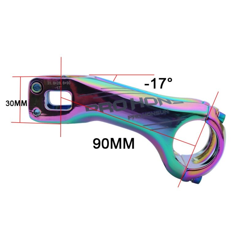 Rainbow MTB Bicycle Stem Mountain Road Bike Stem -17 Degree 70mm 90mm XC AM DH Bike Handlebar Colorful Stem Bicycle Parts