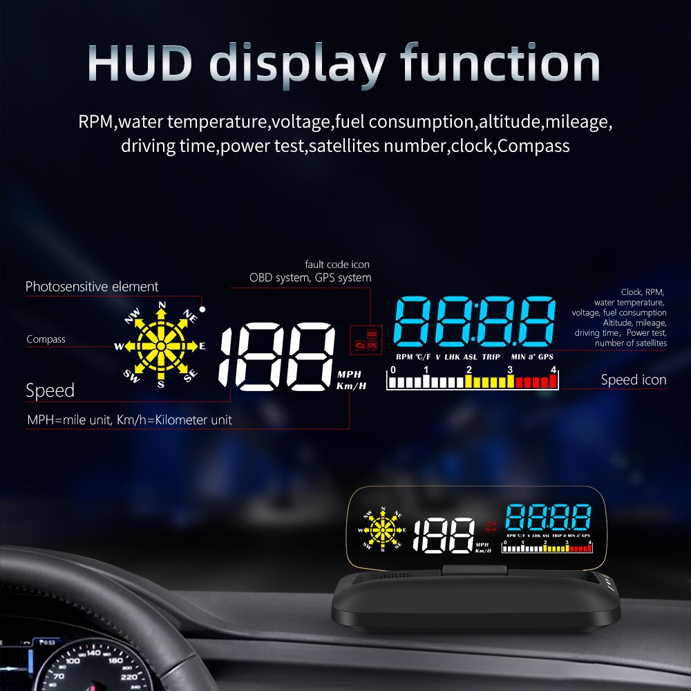 HUD C5 Projector Car Head up diaplay head-up Monitor OBD OBD2 Auto GPS Turbo digital speedometer Navigator On-board computer