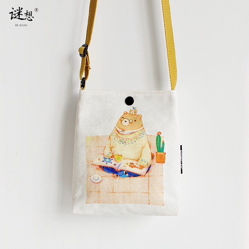 Newhotstacy Tasche 110619 reine baumwoll-Segeltuch-tasche damen-umhängetasche mit einem schultergurt, handytasche: 4